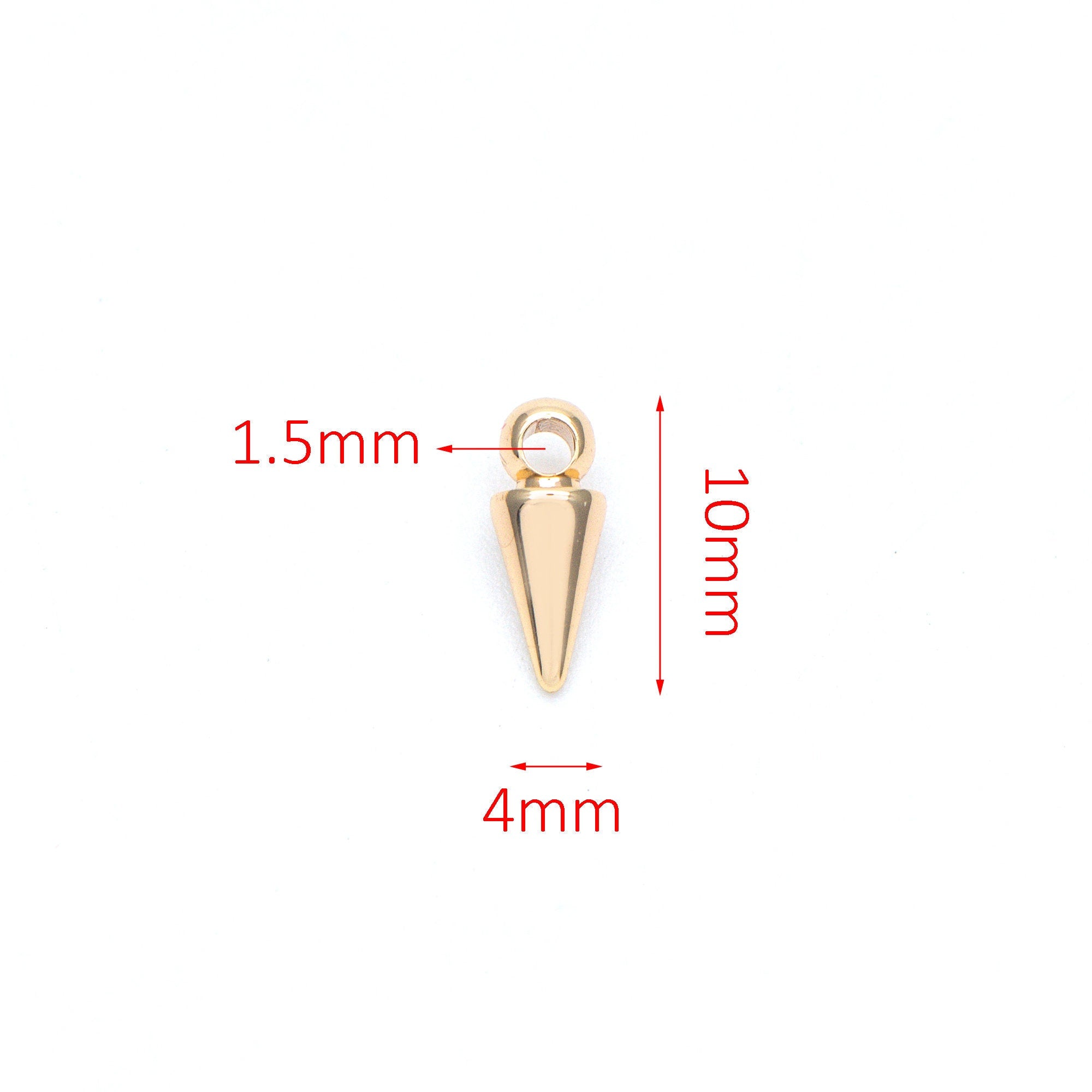 10pcs Gold plated Brass Bullet-shaped Charms 10x4mm/ 11x5mm, Arrow DANGLE Pendants (GB-643)